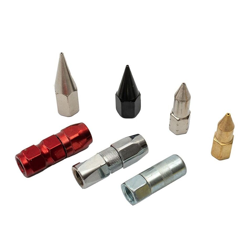 DREAWOO 7 Pcs Grease Flat Nozzle Sharp Nozzle Heavy Duty Grease Explosion Proof Nozzles