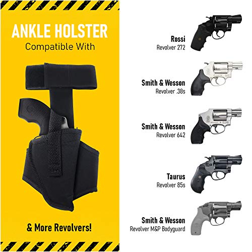 Ankle Concealed Carry Revolver Holster - Fits: Most J Frames .38, S&W, Charters, Rossi, LCR, Taurus 38 - Concealed and Comfortable to use (68B) (Right)