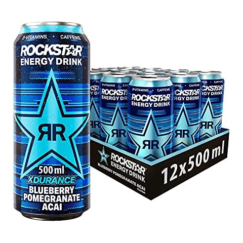 Rockstar Energy Drink XDurance Blueberry - Koffeinhaltiges Erfrischungsgetränk für den Energie Kick, EINWEG (12x 500ml) Cover