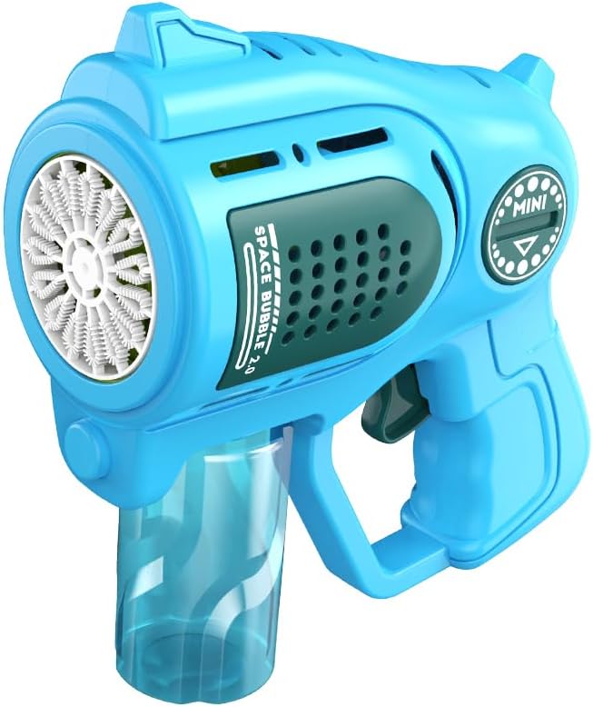 Bubble Gun for Children, 15 Holes Automatic Bubble Machine with 2 Soap Bubbles Refill Solution, Soap Bubble Gun for Wedding, Party, Summer, Outdoor Activity, Birthday Gift, Blue