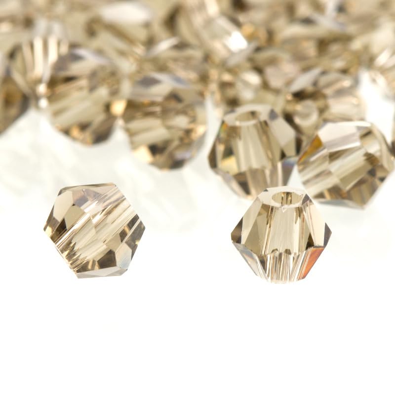 Zestaw wielokolorowych koralików Bicone Crystal Beads - koraliki szklane 3-6 mm do wyrobu biżuterii i projektów rękodzielniczych(Gold Plated,4.0MM about 720PCS)