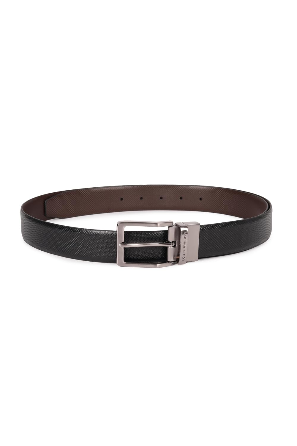 louis philippe Men Textured Reversible Formal Italian Leather with Brush Gun Metal Buckle Belt-picture-34