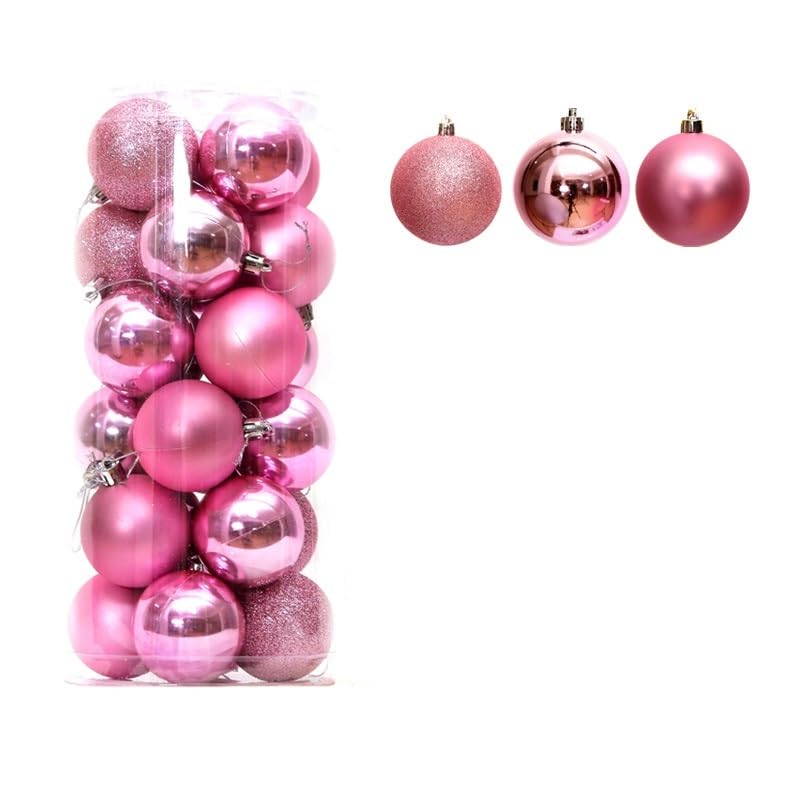 Juego de adornos de bolas de Navidad, 24 piezas, adornos para árbol de Navidad, adornos colgantes de bolas de Navidad, 3,14"/8 cm, juego de bolas de Navidad para árbol de Navidad, adornos navideños