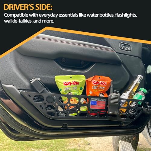 Image of Front Door Metal Pocket Molle Panels Compatible with 2018-2025 Wrangler JL 2 /4 Door & 2020-2025 Gladiator JT | Aluminum Flag Style| Steel Storage Box Replaces The Weak Saggy Net