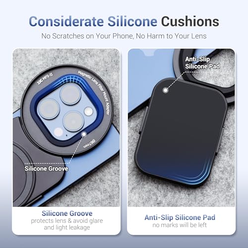 Image of JJC 67mm Phone Lens Filter Adapter Mount for iPhone 16 /15 /14 Pro /Pro Max, Double-Sided Magnetic, 1 /4-20 inch Screw & Cold Shoe Mount, Prime, Lightning Connector, Magnetic Adapter(Not for 17 pro /Max)
