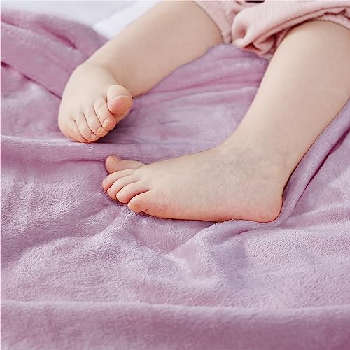 Image of Bedsure GentleSoft Bedding Fleece Blanket for Girls and Boys - Soft Cozy Cute Small Throw Blankets for Travel, 43x55 Inches, Lilac