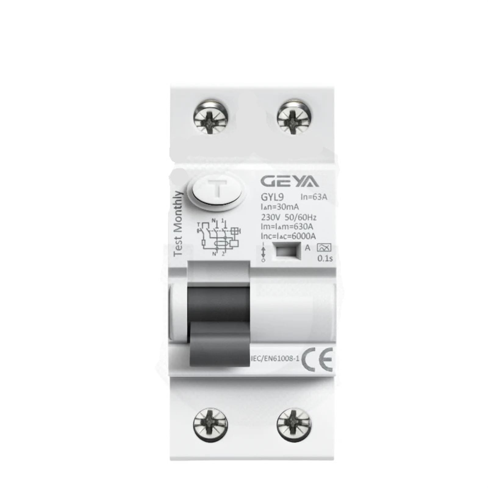 Disjoncteur 2P 63A 300mA électromagnétique AC pour protection tableau