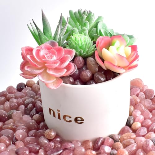 Image of Polished Strawberry Quartz Crystal Bulk - 0.5 inch Colorful Tumbled Stone Chips Rocks, 10 oz Crushed Sea Glass Vase Filler Small Stones for Healing, Reiki, Crafting, Home Decor