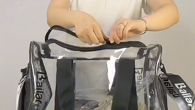 Sac Fourre-tout Transparent PVC - 32x13x23 Cm - Approuvé Stade Pour Concerts, Avec Bandoulière Détachable