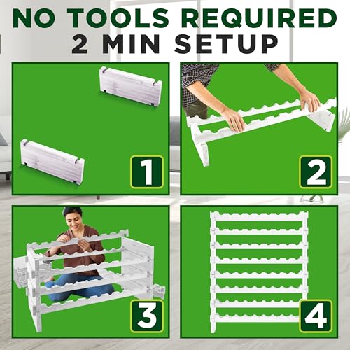 Image of NutriChef 72 Bottle Wine Rack Stackable Bamboo Freestanding, 8-Tier Modular Shelf, Sturdy Wobble Free, Upgraded 2026 Design, Easy No-Tool Assembly for Kitchen, Cellar or Bar 33.5 inch x 10 inch x 41 inch (White)