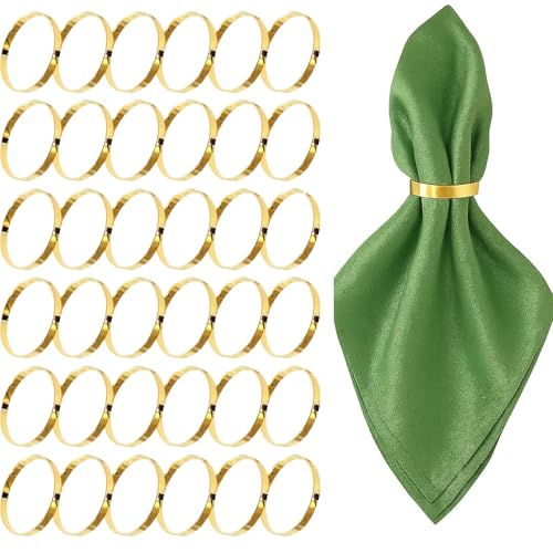 FrostyFlair Anneaux de Serviette Or, 20 Pièces Exquisites Boucles Rondes, Anneau de Serviette pour Dîners en Famille, Mariages & Fêtes
