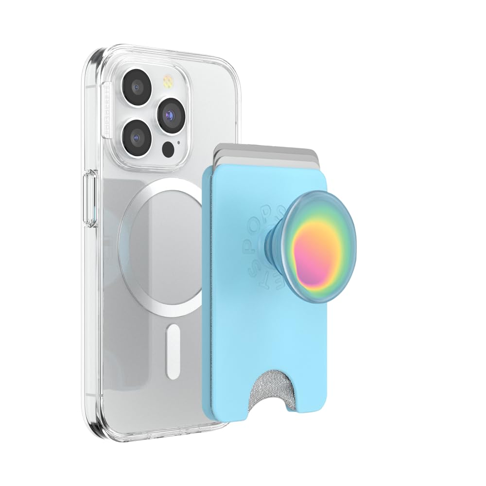 PopSockets Phone Wallet with Expanding Grip, Phone Card Holder, Wireless Charging Compatible, Wallet Compatible with MagSafe - Butterfly Pea Blue Boca Aura-image-39