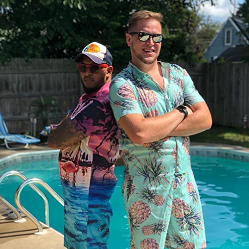 Uideazone B07BMT42YC Mens Pineapple Print Short Sleeve Romper Jumpsuit Overall Pants Beach Shorts,Pineapple,Large thumb #2