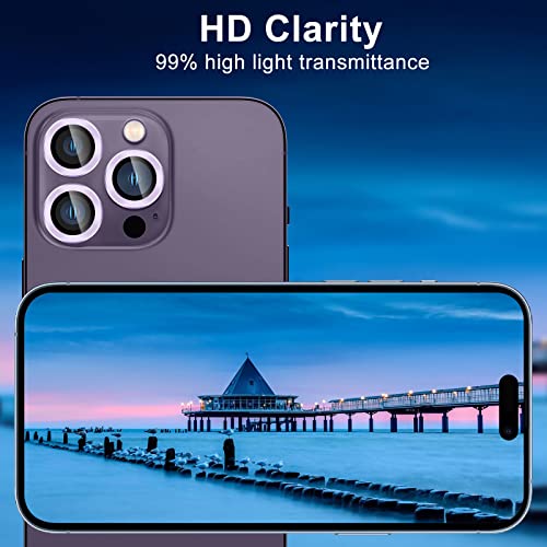 [2 Pack] Compatible With Iphone 13 Pro Max/Iphone 14 Pro Max Camera Lens Protector Hd Clear Tempered Glass Back Lens Film [Anti Fingerprints ][Scratch Resistant] Bubble Free Lens Screen Cover (# Iphone 14 Pro/ 14 Pro Max, Ring Deep Purple) #TOP6