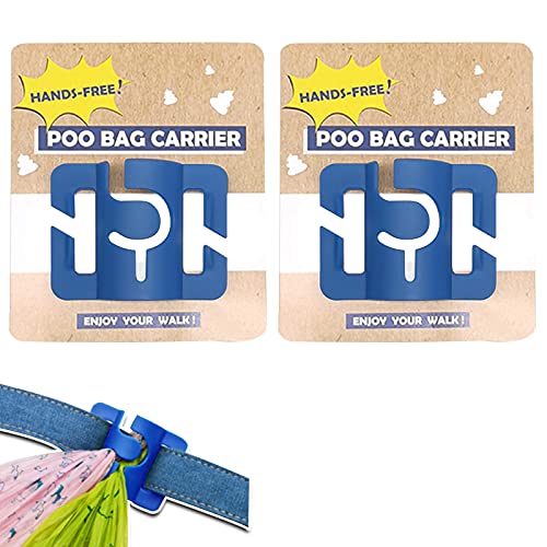 Image of Hands-Free Dog Poop Bag Holder for Basic Dog Leash Used Doggie Poop Bags Carrier for Flat Leash(2 Count,Blue)