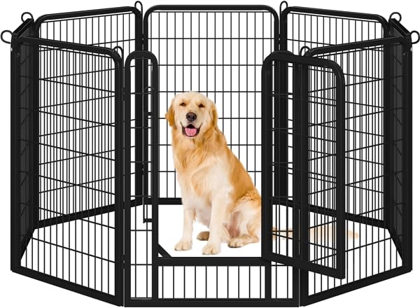 Yaheetech Parque para Perros con Cerradura Integrada 8 Paneles 100cm Alta Vallas para Perros Grandes para Jardín Interiores Exteriores