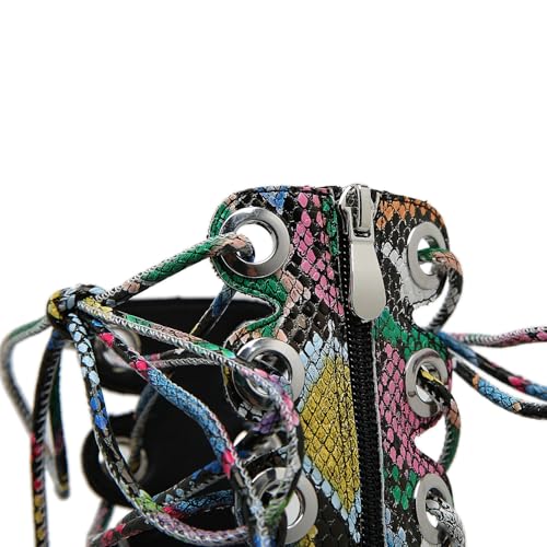 Image of STUPMARY Women Peep Toe Sandals Cut-outs Cross-tied Lace Up High Heeled Gladiator Sandals Zipper Over The Knee Bootie Summer