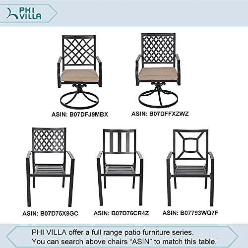 Phi Villa 37 Inch Outdoor Dining Table Metal Steel Slat Square Patio Dining Table With 1.57" Umbrella Hole For Garden, Backyard And Porch (Classic Black) #TOP7