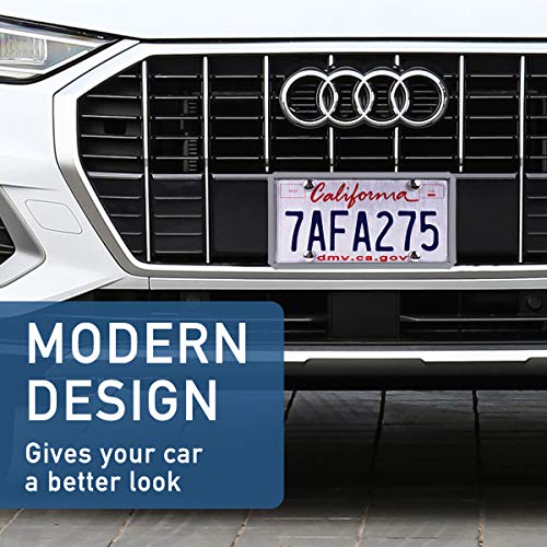 License Plate Frame - ONE PIX Silicone License Plate Covers Holders Rust-Proof/Rattle-Proof/Weather-Proof for Car License Plate - Grey