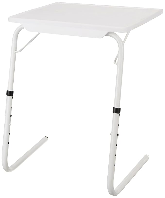 Amazon Brand – Solimo Swerve Height Adjustable Laptop & Utility Table with Cup Holder (Plastic ,White) at Rs. 899