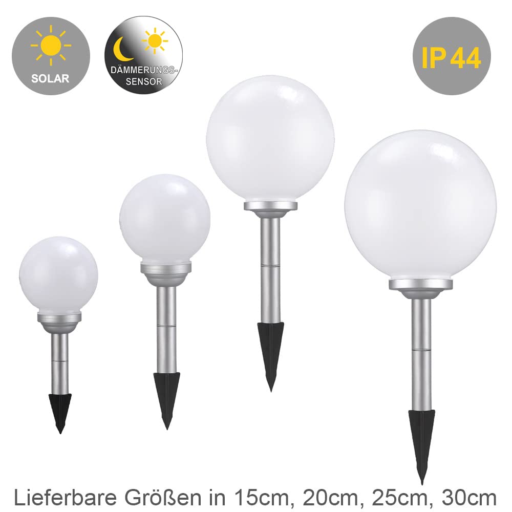 Dapo 3x Solar-Kugel-Dekoleuchte OLA, D: 20cm, mit Erdspieß | Garten Dekokugel, Solar-Erdspießleuchte, Boden-Wege-Deko-Lampe