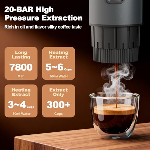 Portable Coffee Maker, 3 in 1 Electric Espresso Machine Set, Rechargeable Self-Heating Brewer with Carrying Bag and Coffee Stand for Office Camping, Hiking - Image 7