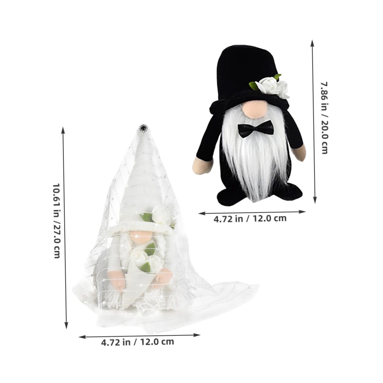 2 Stück Hochzeit Dekoration Gesichtsloser Gnom Brautgnompuppe aus Stoff und Pp Baumwolle als Tischdeko für Braut und Bräutigam bei Hochzeitsfeier