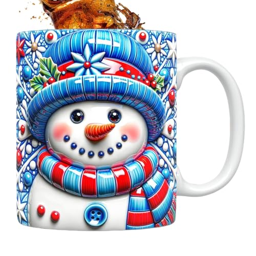 クリスマス コーヒーマグ, セラミック クリスマス コーヒーカップ, 350ml 雪だるまデザイン ティー チョコレート ギフト キッチン用品 女性向け
