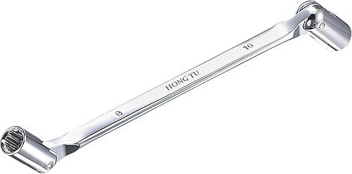 uxcell Llave de cabeza flexible de 12 puntos, extremo de caja giratoria doble métrica de 0.315 in x 0.394 in, rotación CR-V de 180 grados para