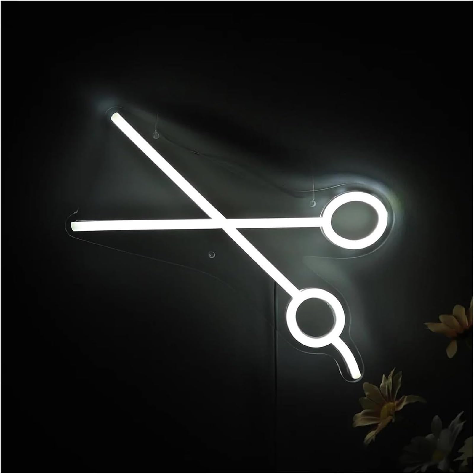 Luce al neon Insegna al neon con forbici bianche, alimentata tramite, luci dimmerabili, per parrucchieri, negozi, decorazioni da parete per feste, 14,9 cm × 27