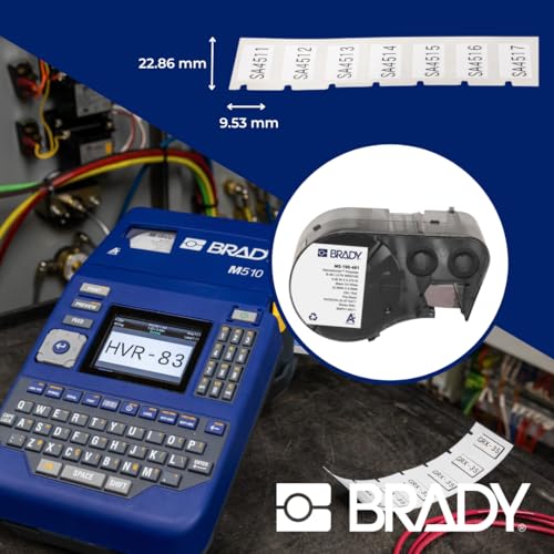 Image of Brady StainerBondz Polyester Pre-Sized Labels for Label Printer BMP51 /BMP53 /M511-320 Self Adhesive Printer Labels - Black on White (25,40 mm (W) x 9,53 mm (H)) - M5-195-481