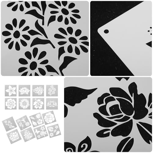 Plantillas de flores y plantas tropicales reutilizables 16 piezas para dibujar en pared 7