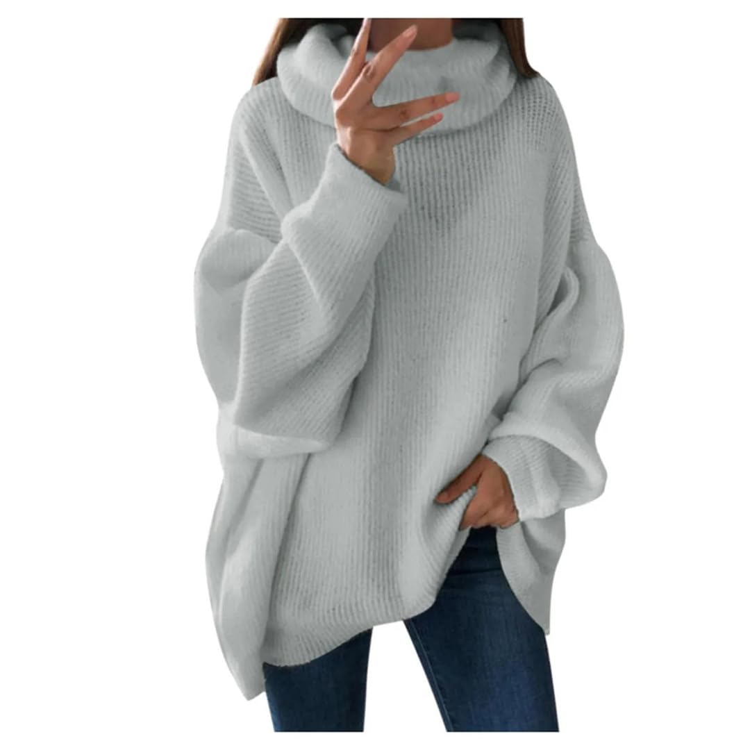 Maglione da donna a collo alto autunno e inverno oversize caldo pullover lavorato a maglia casual allentato manica lunga top