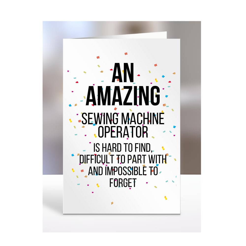 Retirement Card for Women Men, Leaving Gifts for Colleagues, Boss, Farewell, Goodbye Presents for Sewing Machine Operator, An amazing is hard to find, A5-225c_159