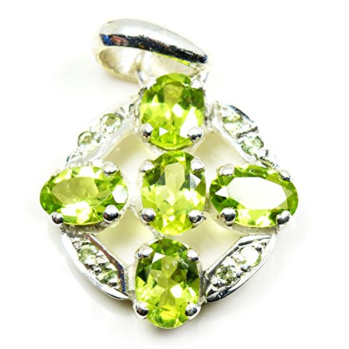 Pendentif péridot authentique et argent sterling 925 massif joaillerie