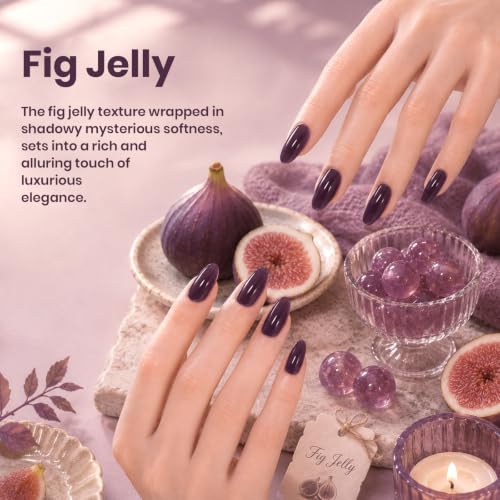 Image of Beetles Purple Gel Nail Polish - Fig Jelly 15ML Deep Purple Jelly Gel Polish Sheer Translucent Nail Polish Soak Off UV French Nail Art Salon DIY at Home Manicure Gift for Women