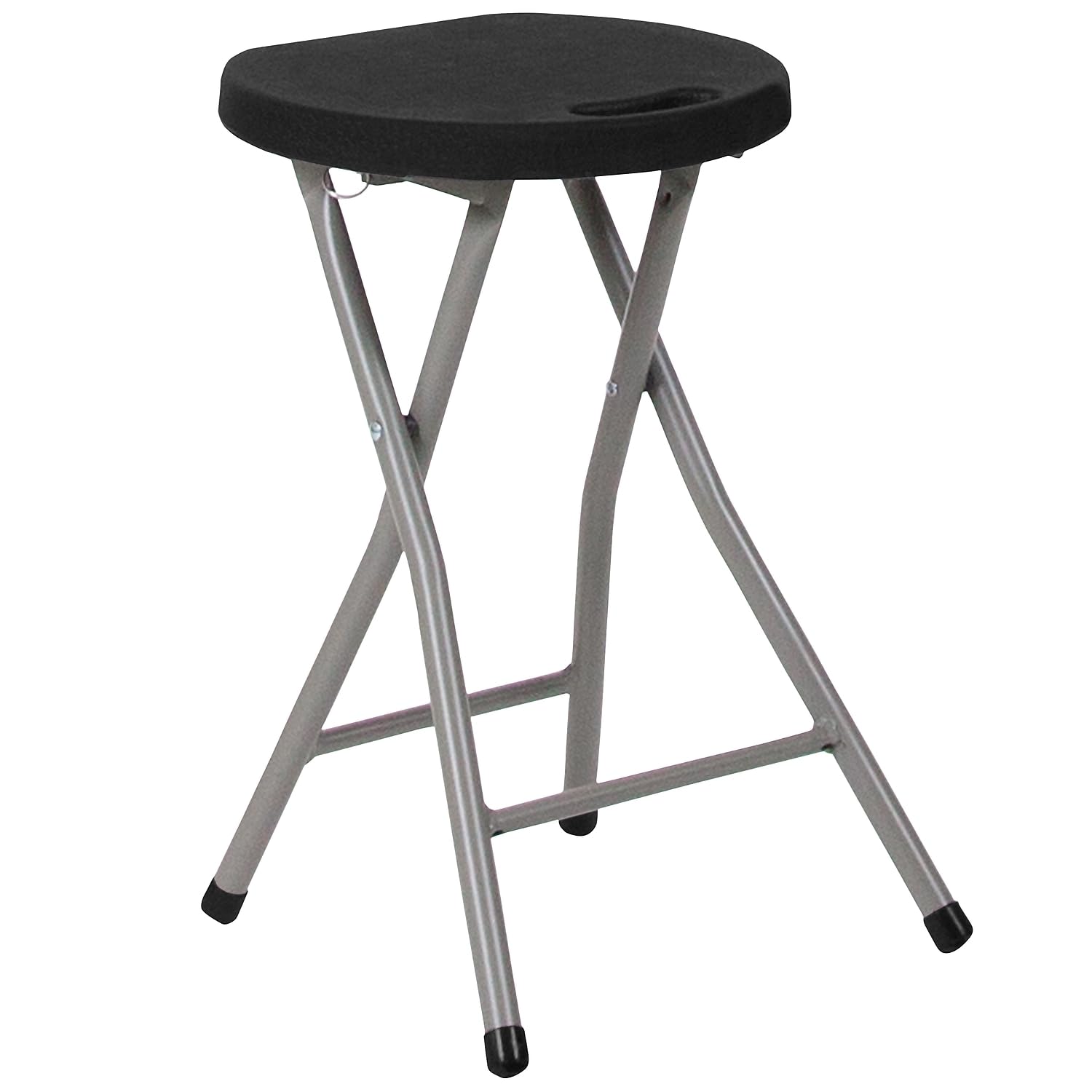 Flash Furniture Foldable Stool with Black Plastic Seat and Titanium Frame-image-34
