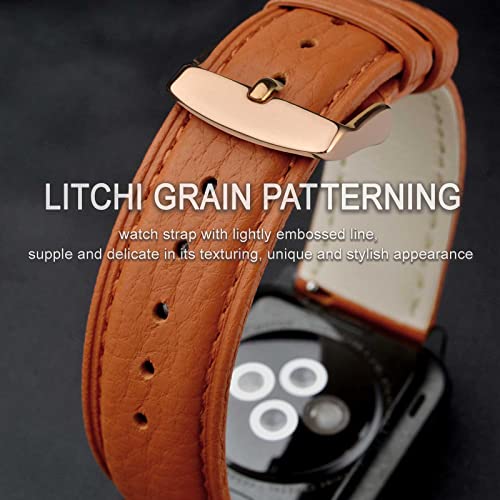 Image of ANNEFIT Watch Band 18mm, Quick Release Textured Padded Leather Straps with Rose Gold Buckle for Men and Women (Orange)