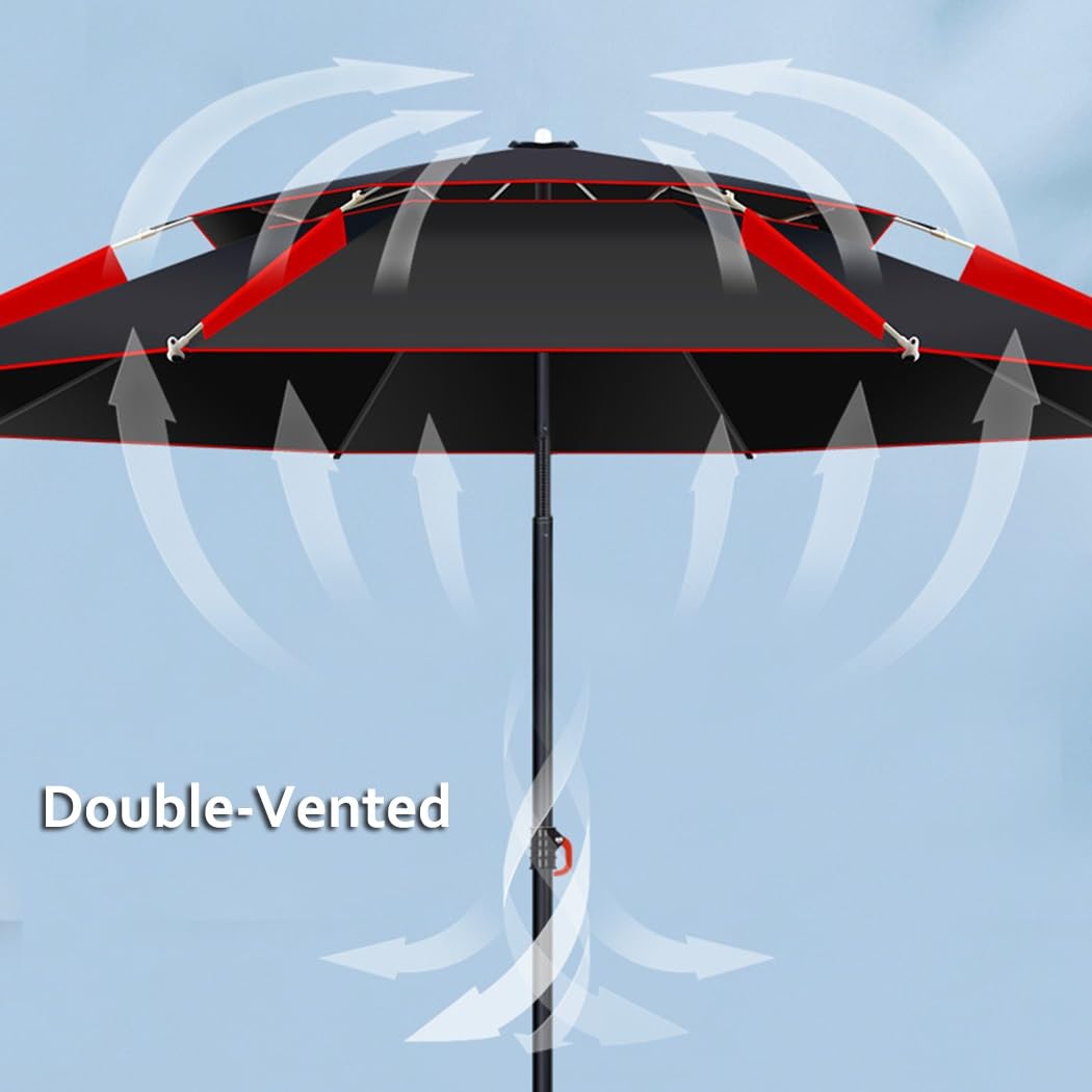 Zewnętrzny parasol tarasowy z futerałem, duży podwójny baldachim do ochrony przed słońcem, obrót o 360 stopni, parasol wędkarski 220 cm
