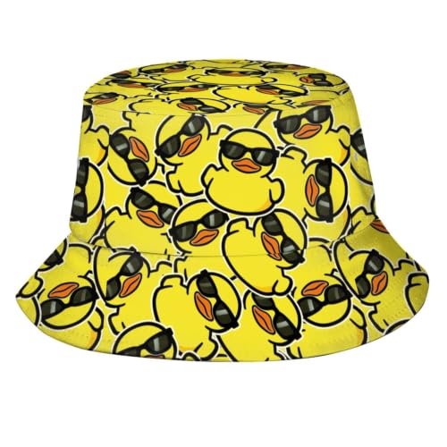 Image of Funny Duck Bucket Hat Fisherman Hat Beach Travel Sun Hat Outdoor Cap for Unisex Men Women