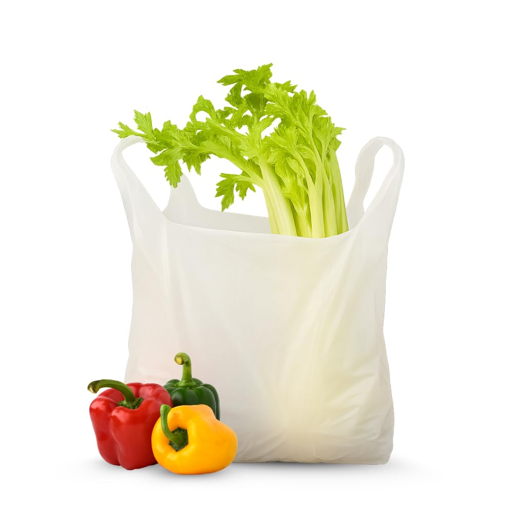 VIRSUS Buste Biodegradabili Compostabili 30+8+8x60cm, Sacchetti da 500 Pezzi, Shopper Spesa e Busta per Alimenti e Umido