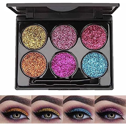Edanta Glitter Eyeshadow Shimmer Eyeshadows Palette Metallic Eye Shadow High Pigment 6 Colors Shadow Long Lasting Eyes Makeup for Women and Girls Pack of 1 (B-Multi color) Cover
