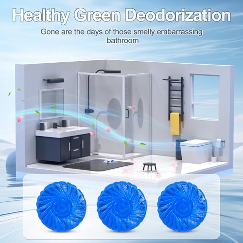 Image of KIISIISO Automatic Toilet Bowl Cleaner Tablets Blue 72 Pack, Drop-In Tank Cleaner for Bathroom, Prevent Stains & Deodorize, Septic Safe, Long-Lasting Cleaning Tabs - Fresh Scent
