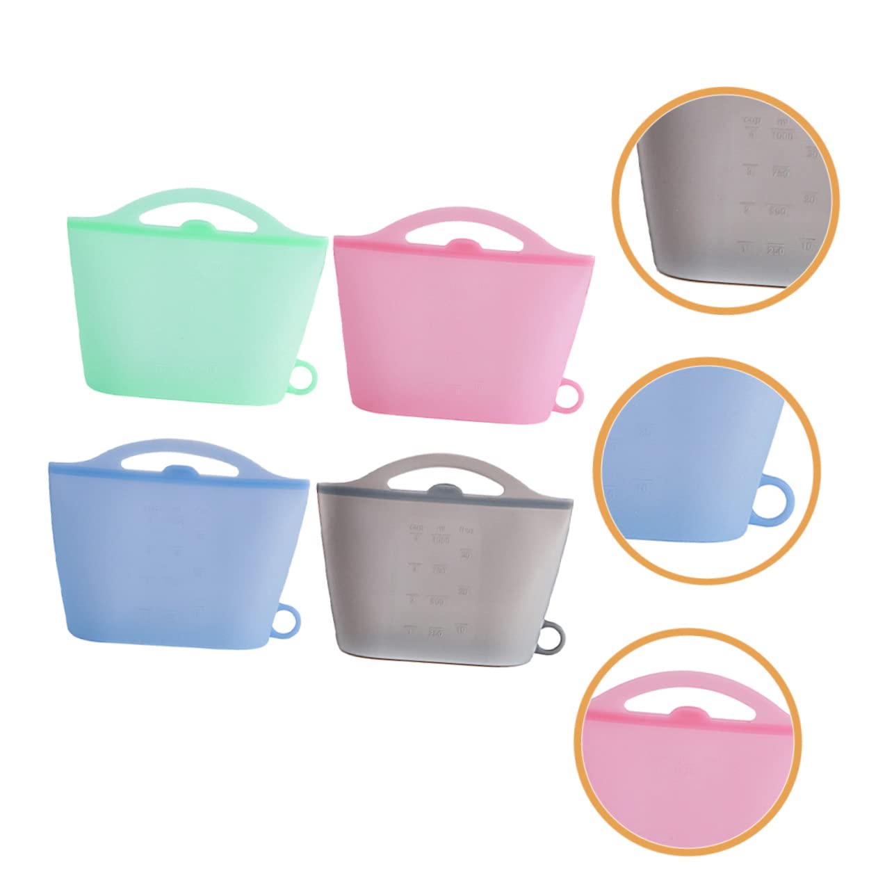 4piezas Bolsas De Reutilizables Para Almacenamiento De Alimentos Herméticas Prueba De Fugas Para Congelación y Conservación Cocina