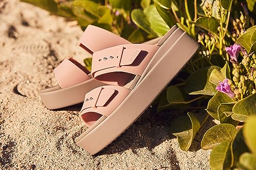 Image of Crocs Women's Brooklyn Buckle Low Wedge Sandal, Chalk
