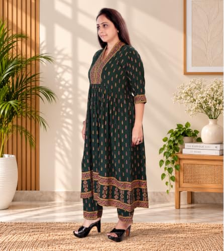 Image of Momenta Women's Pure Cotton Maternity Kurta Set | Feeding Kurti with Concealed Zippers | Maternity Dress for Pre & Post Pregnancy