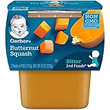 Gerber 2nd Food Baby Food Butternut Squash Puree, Natural & Non-GMO, 4 Ounce Tubs, 2-Pack (Pack of 8)
