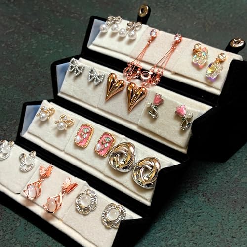 Image of 12 Pair Korean Designer Stud Earrings Box Set - Assorted Heart, Bow, Pearl & Floral Designs | Trendy Fashion Jewelry for Girls & Women