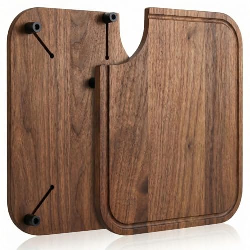 Ziliny Rv Sink Cutting Board, 14.5' x 12.5' Sink Cover Cutting Board with Adjustable Rubber Feet Compatible with Most Rv Boat Kitchen Sinks, Built in Juice Groove and Corner Cut for Scraps(Acacia)