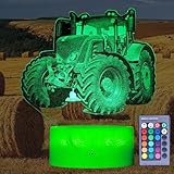 POSSHE Agricultural Tractor Night Light, Tractor Gifts, 3D Illusion Night Light, 16 Colors Changing, Remote Control with Timer, Kids Room Decoration Gifts for Holiday Birthday Christmas